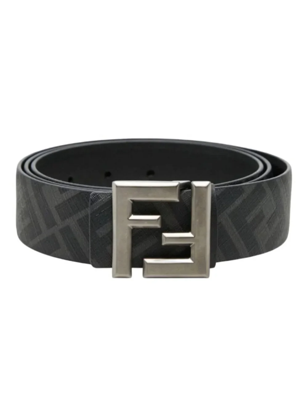 Fendi Zucca FF Logo Square Buckle Reversible Belt